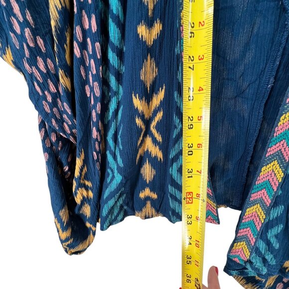 Ariat Womens L-XL Boho Kimono Cardigan Vibrant Geometric Tribal Southwest Wrap - Picture 13 of 15